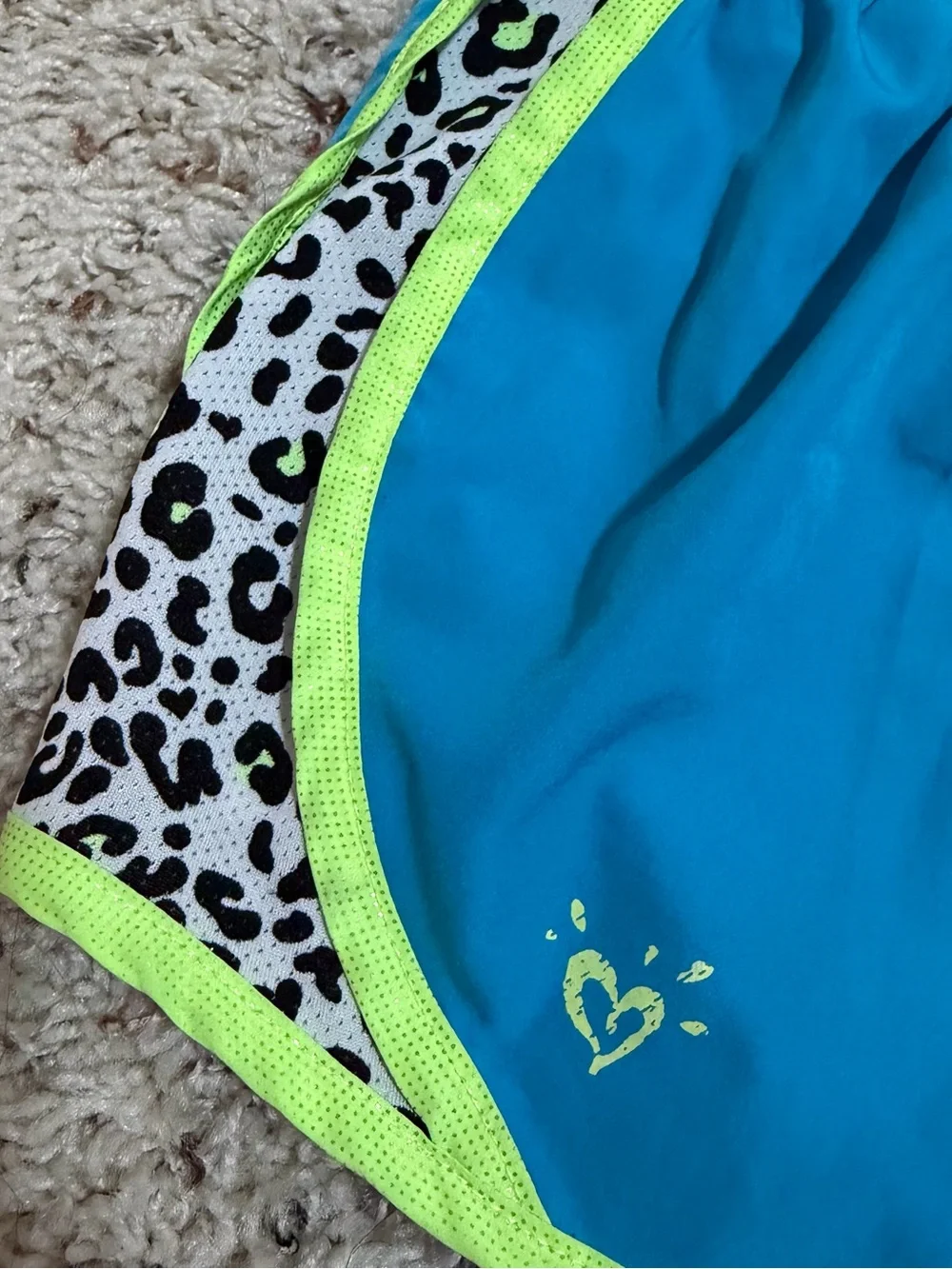 Justice Turquoise Athletic Shorts with Neon Yellow Trim